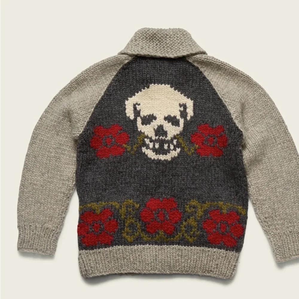 Howler Brothers - Skull + Begonias, Grateful Dead inspired Cardigan - Large/XL - Picture 1 of 14